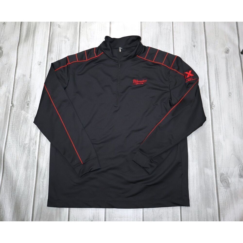 Nike Men's XL Black/Red Long Sleeve Pullover 1/4 Zip Sweater Dri Fit Milwaukee - Picture 1 of 10